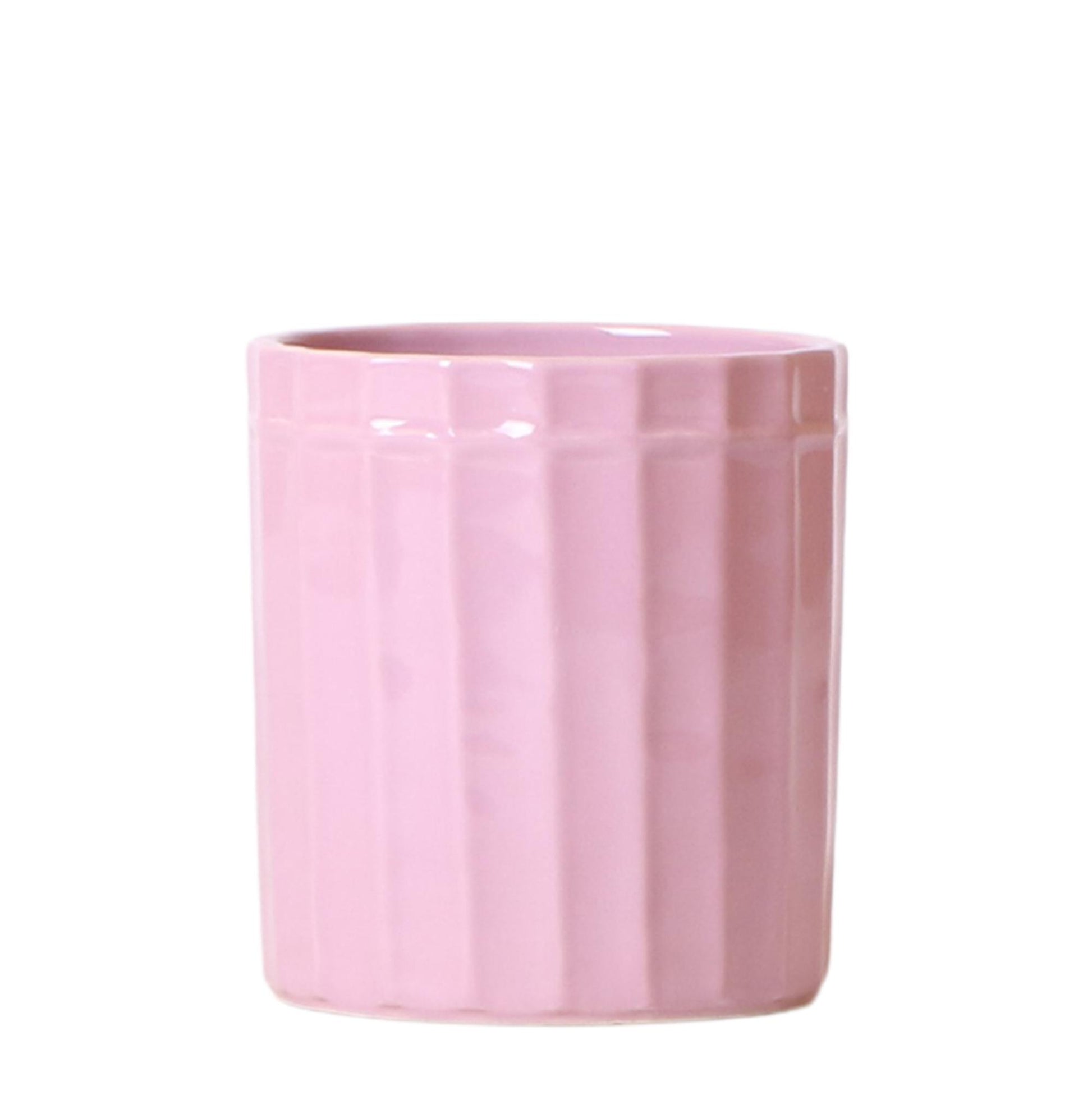 Kolibri Home | Stripe Blumentopf - Rosa Keramik Topf