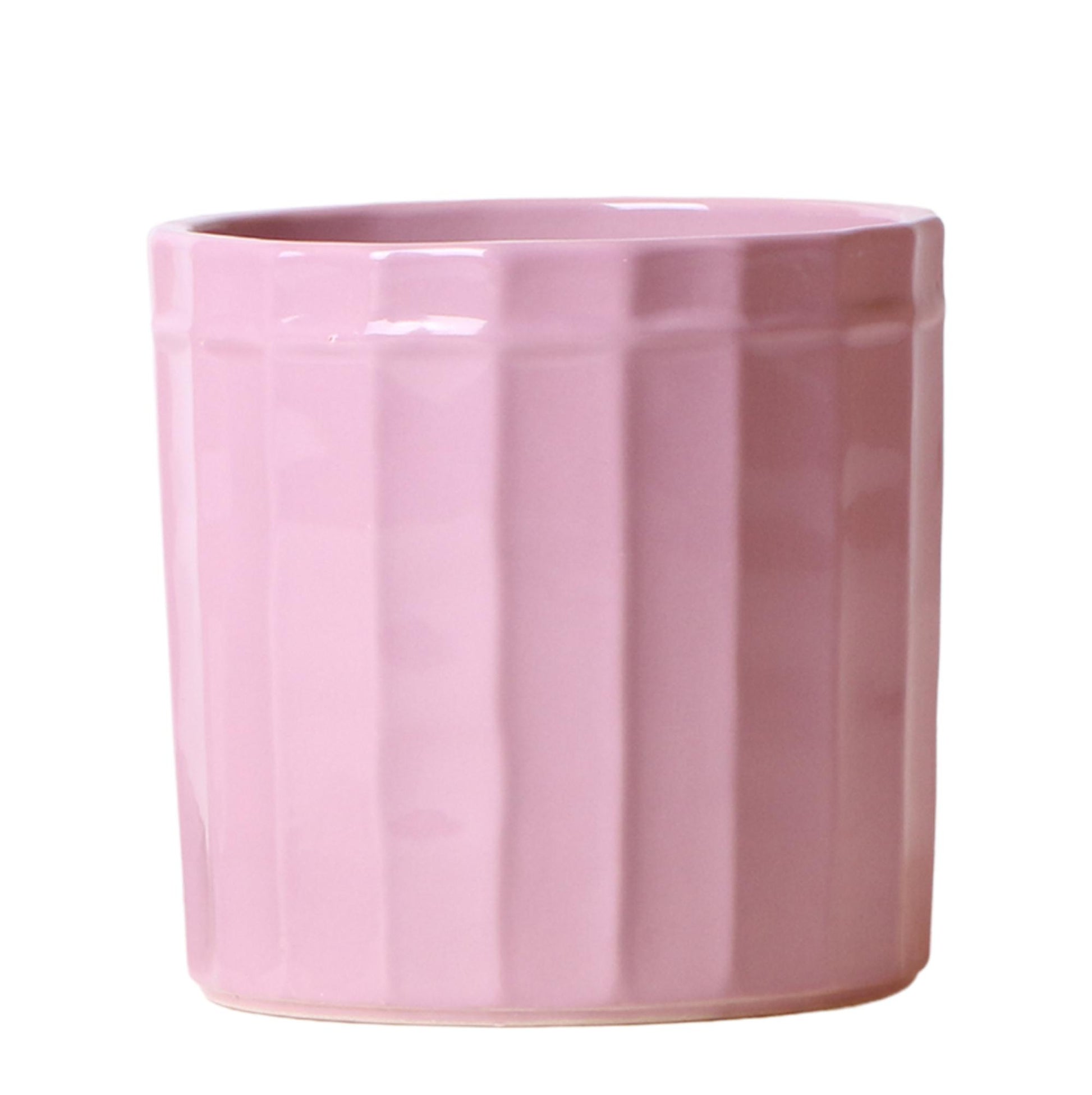 Kolibri Home | Stripe Blumentopf - Rosa Keramik Topf