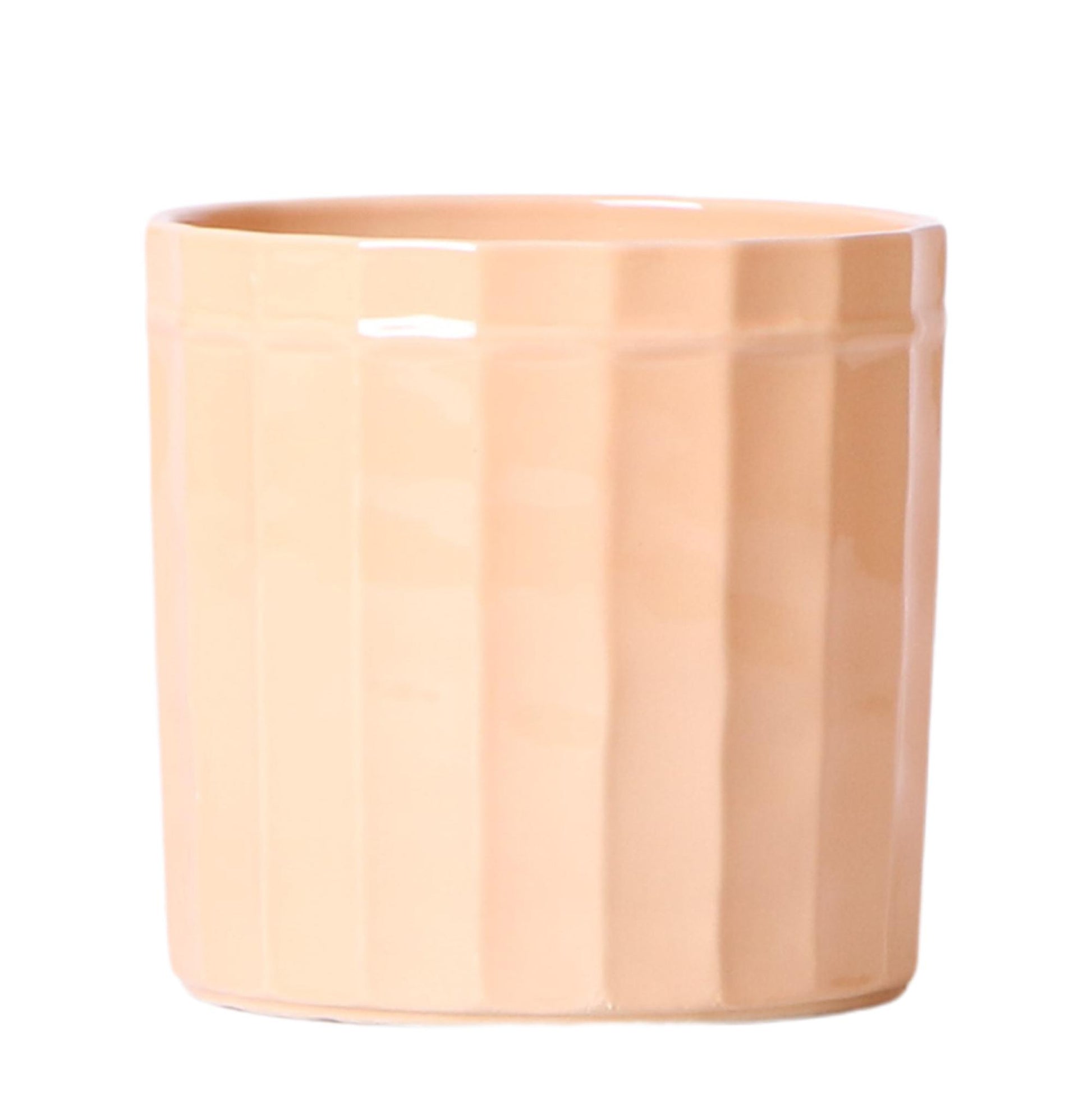Kolibri Home | Stripe Blumentopf - Pfirsichfarbener Keramik-Topf
