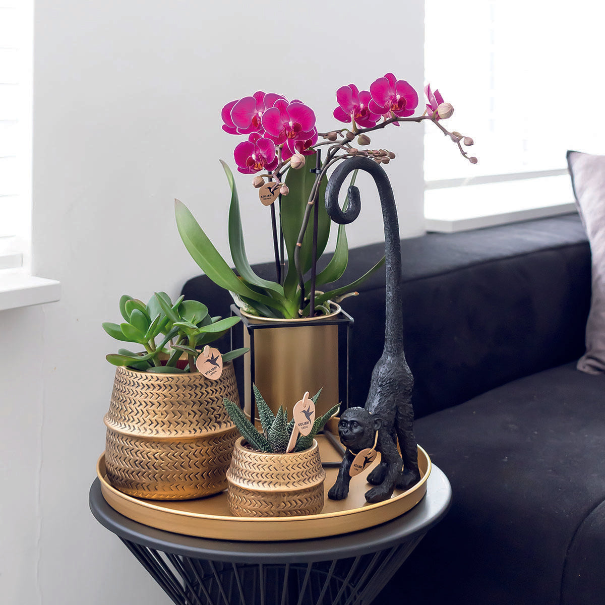 Kolibri Home | Schwimmender Blumentopf - Goldener Zink Deko-Topf Ø9Cm